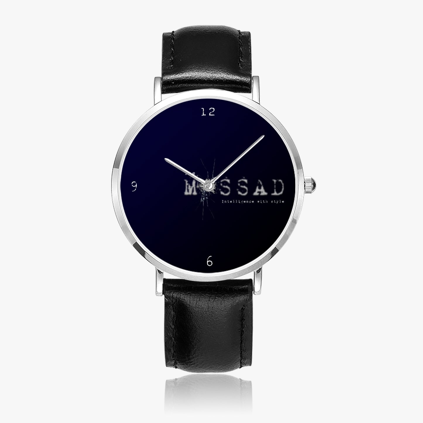 Intelligence With Style Ultra-Thin Leather Strap Quartz Watch (Silver)