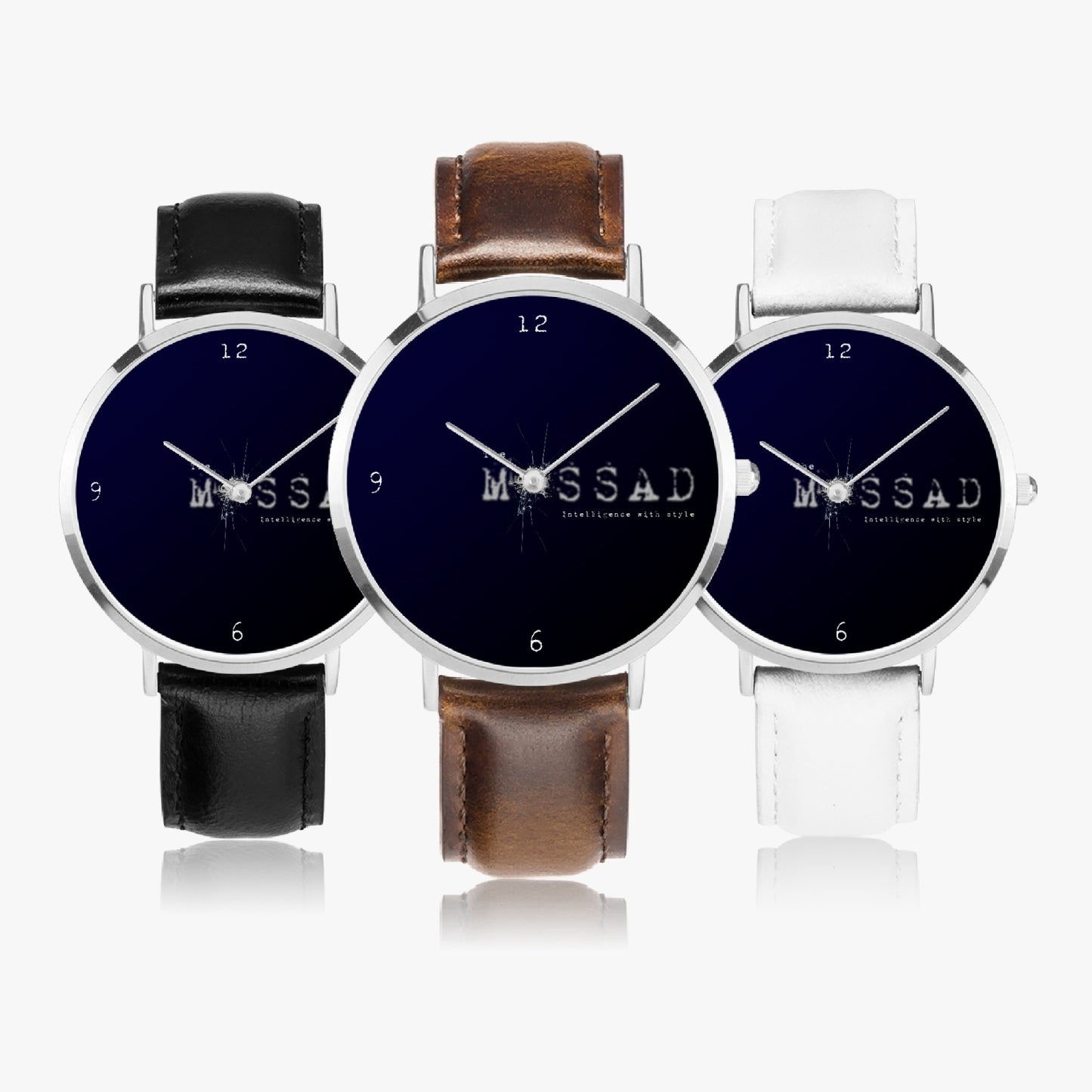 Intelligence With Style Ultra-Thin Leather Strap Quartz Watch (Silver)