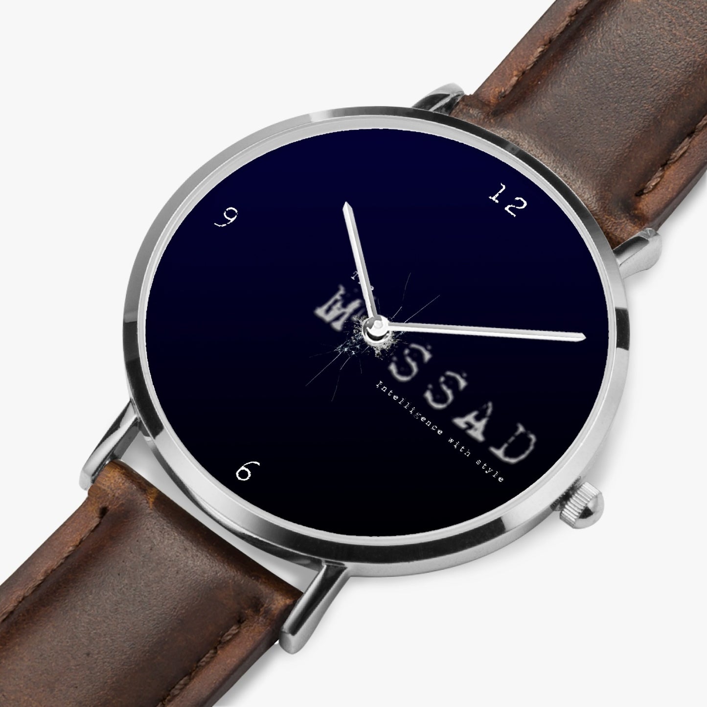 Intelligence With Style Ultra-Thin Leather Strap Quartz Watch (Silver)
