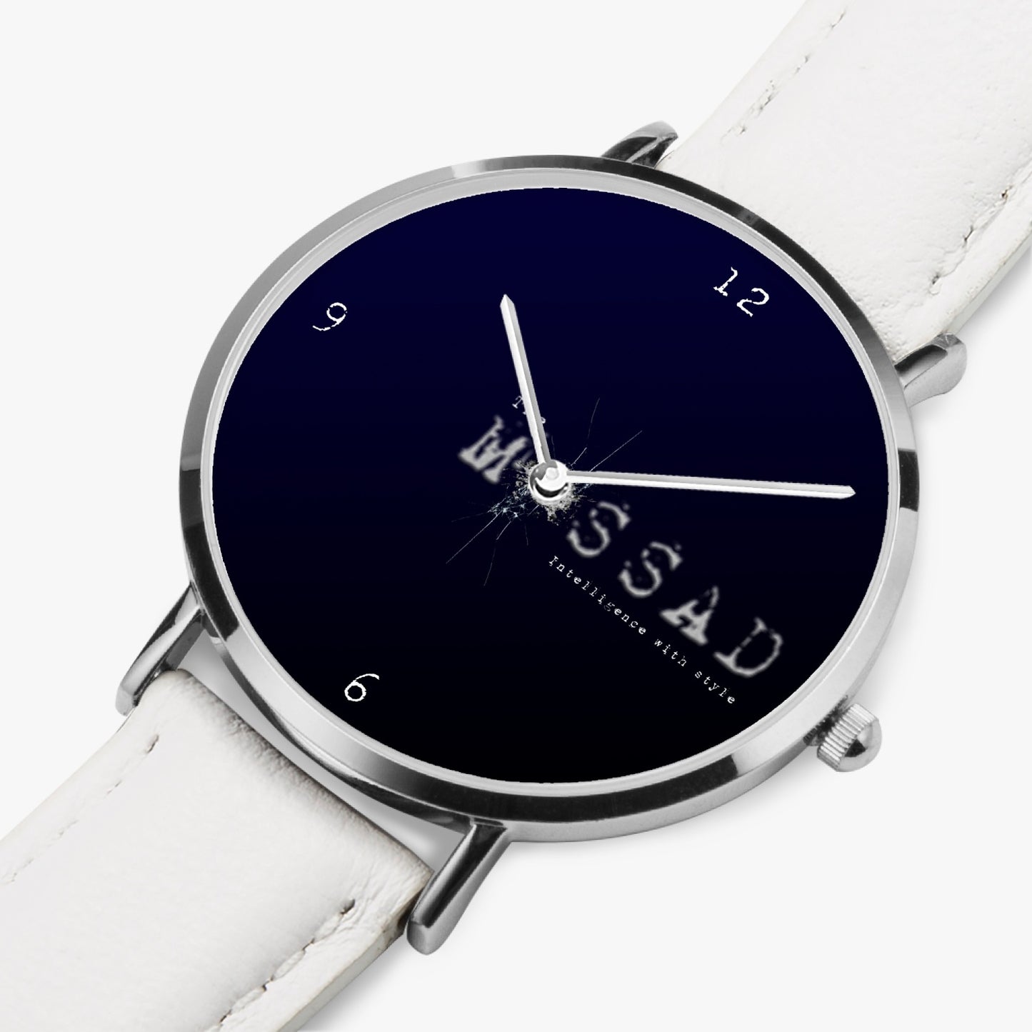 Intelligence With Style Ultra-Thin Leather Strap Quartz Watch (Silver)