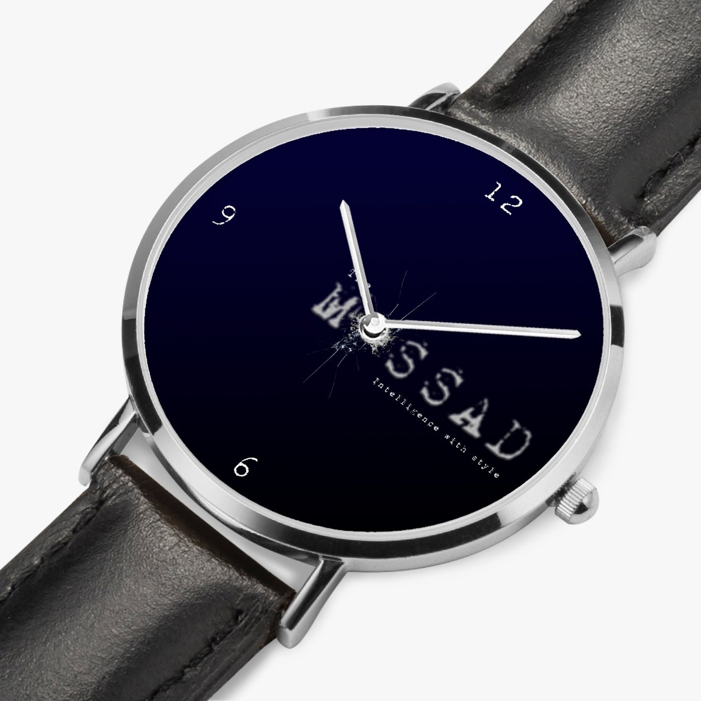 Intelligence With Style Ultra-Thin Leather Strap Quartz Watch (Silver)