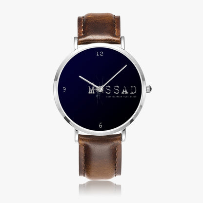 Intelligence With Style Ultra-Thin Leather Strap Quartz Watch (Silver)