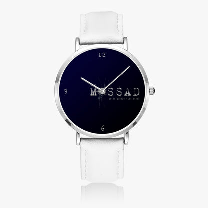Intelligence With Style Ultra-Thin Leather Strap Quartz Watch (Silver)
