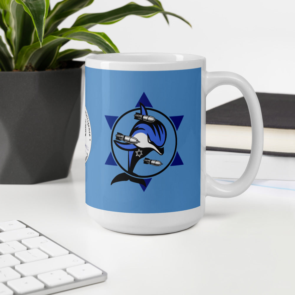 Mossad Dolphins of Death™ White glossy mug